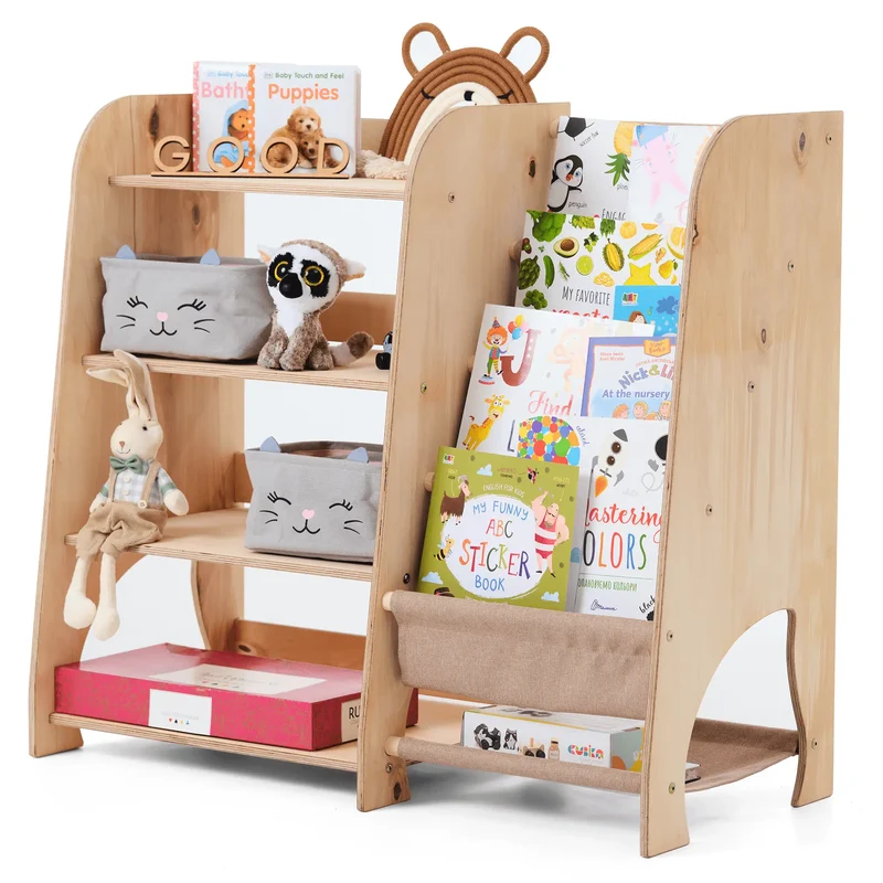 2 in 1 Montessori Book and Toy Shelf for Kids Fosters Independence and Organization