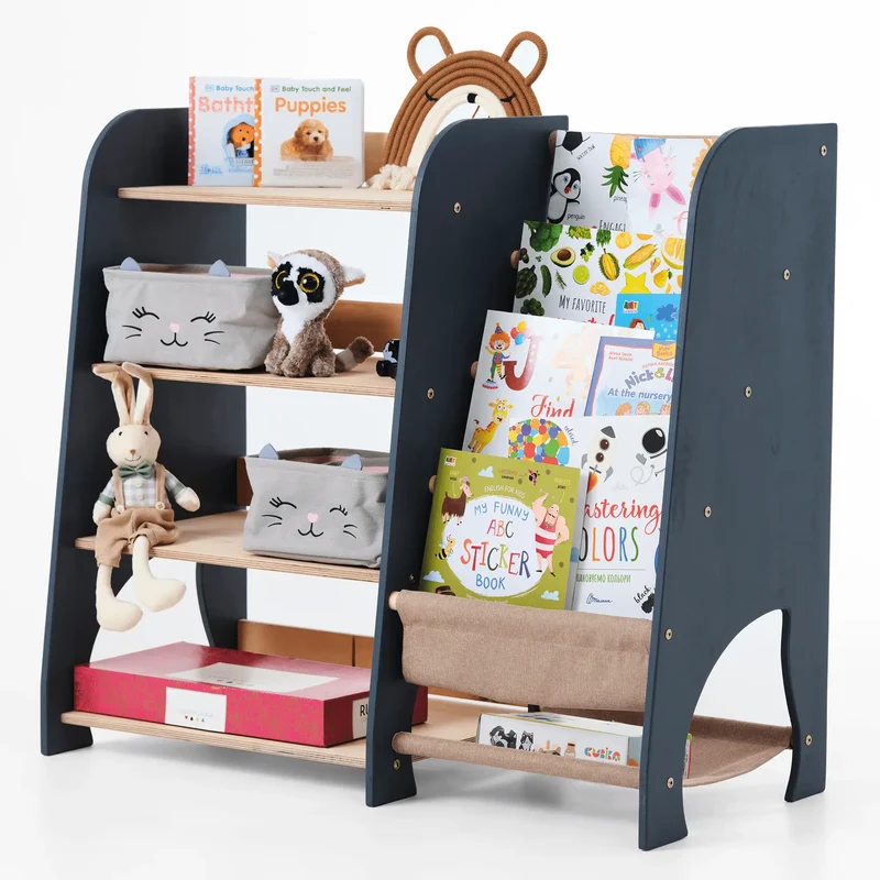 2 in 1 Montessori Book and Toy Shelf for Kids Fosters Independence and Organization