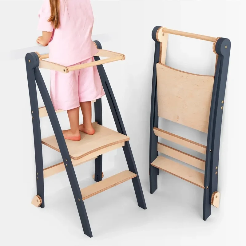 Kids Helper Montessori Wooden Step Stool For Toddlers And Preschoolers Sturdy Learning Ladder