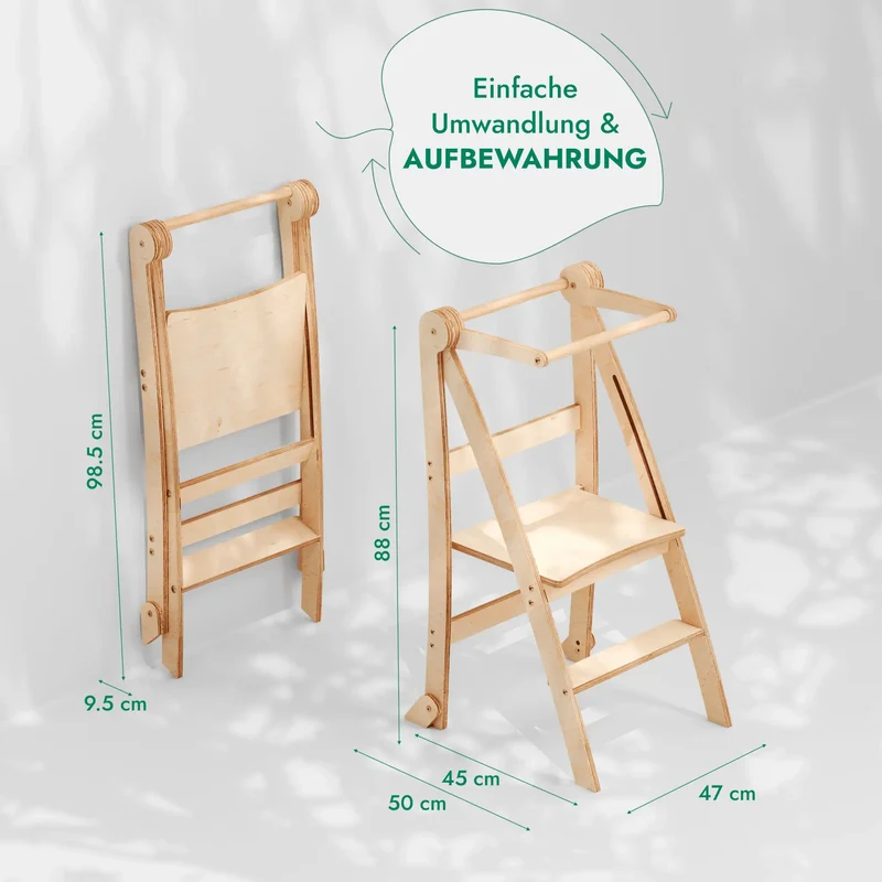 Kids Helper Montessori Wooden Step Stool For Toddlers And Preschoolers Sturdy Learning Ladder