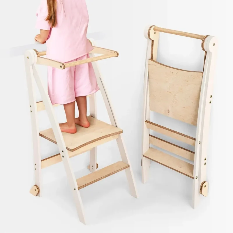 Montessori Wooden Learning Tower for Kids by Kids Helper Safe Step Stool for Preschoolers