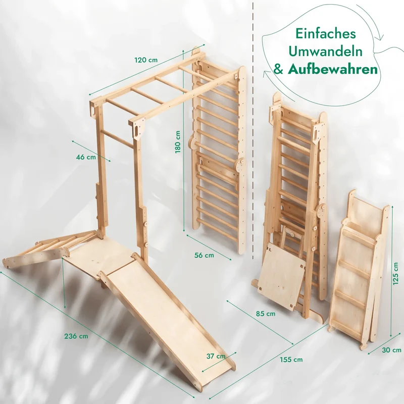 All In One Jungle Gym For Kids 7 In 1 Indoor Playground With Climbing Wall Swing Set And Slide