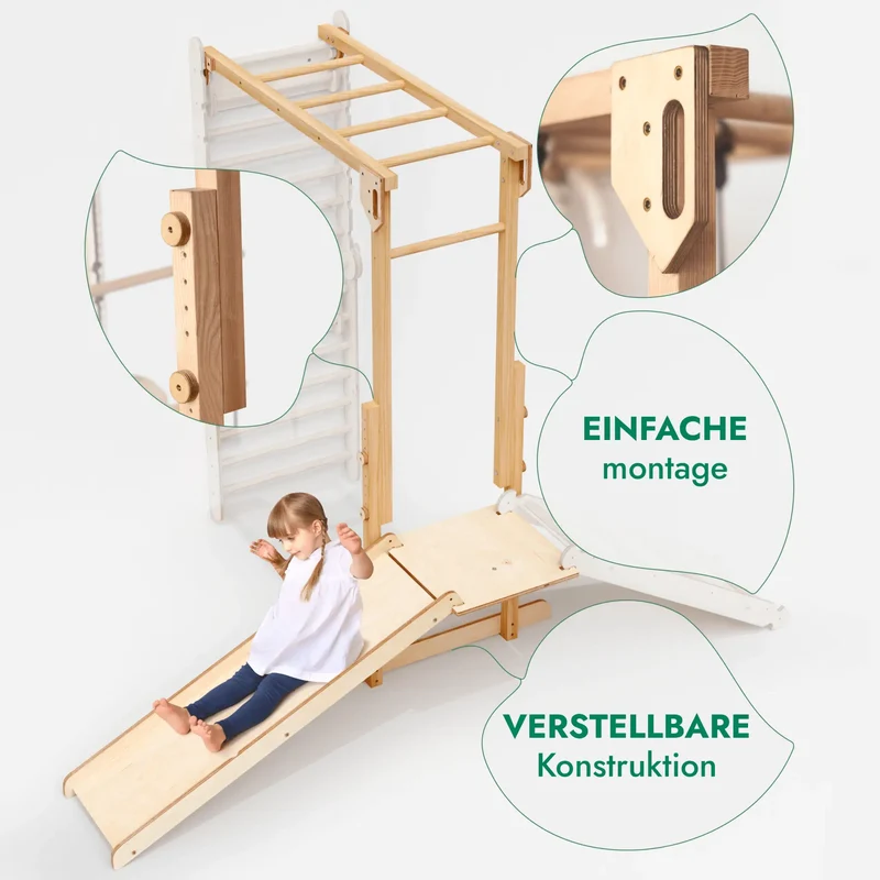 All In One Jungle Gym For Kids 7 In 1 Indoor Playground With Climbing Wall Swing Set And Slide