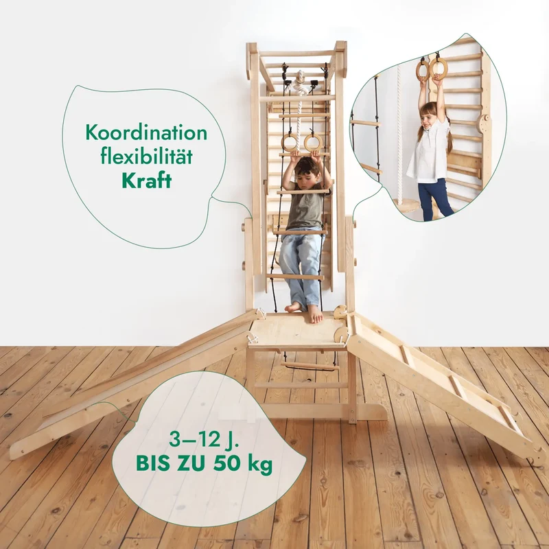 All In One Jungle Gym For Kids 7 In 1 Indoor Playground With Climbing Wall Swing Set And Slide