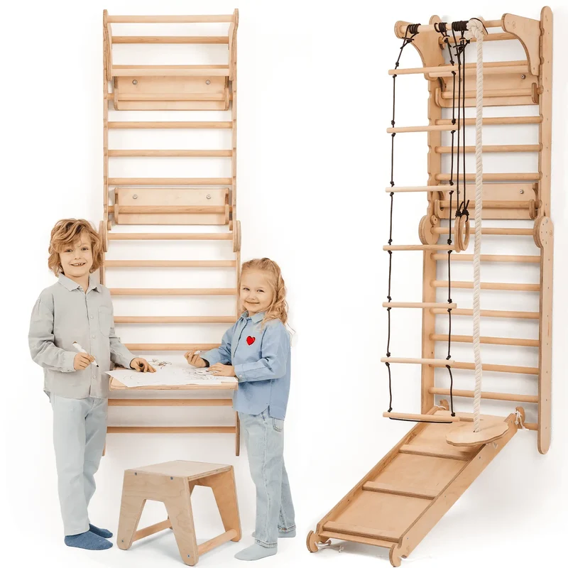 Goodevas Ultimate 8 In 1 Indoor Climbing Wall Set For Kids Montessori Learning And Active Play