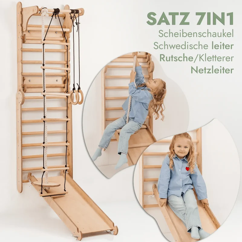 Goodevas Ultimate 8 In 1 Indoor Climbing Wall Set For Kids Montessori Learning And Active Play