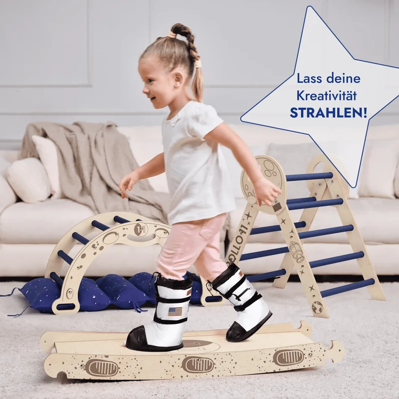 Apollo 4in1 Climbing Set For Toddlers With Pikler Triangle Climbing Arc And Slide Board Limited Edition Astronaut Kit
