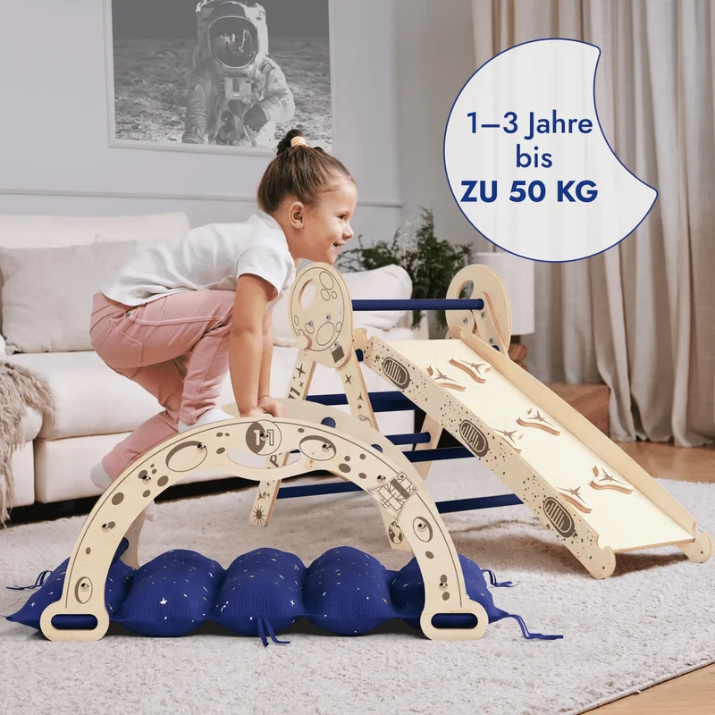 Apollo 4in1 Climbing Set For Toddlers With Pikler Triangle Climbing Arc And Slide Board Limited Edition Astronaut Kit