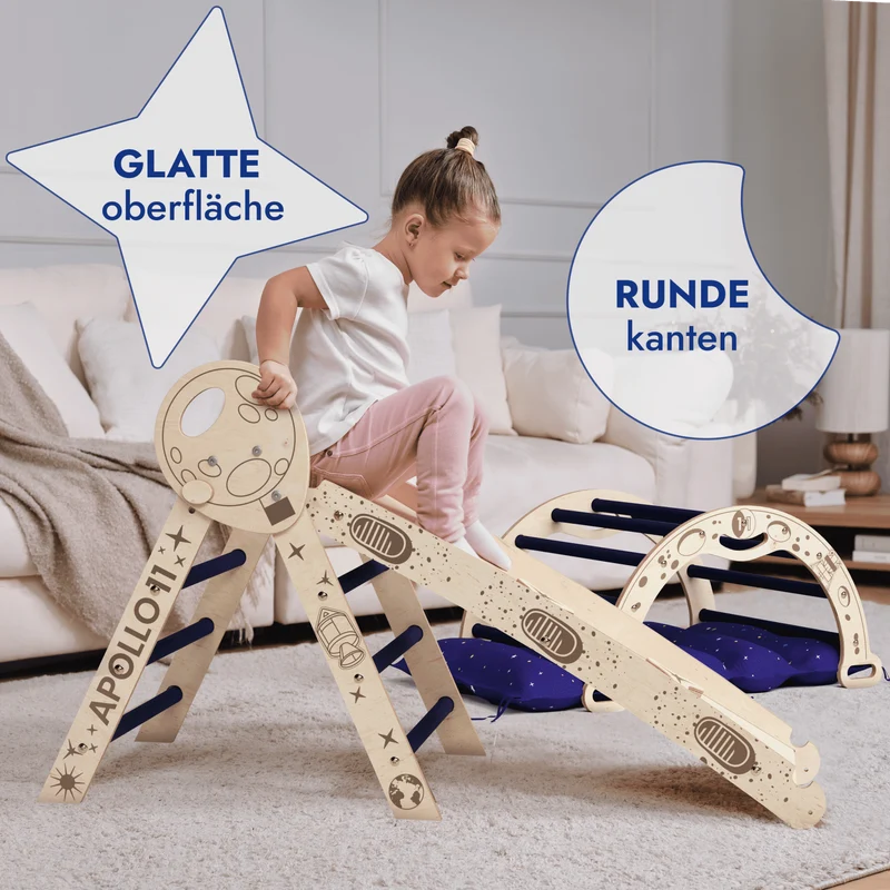Apollo 4in1 Climbing Set For Toddlers With Pikler Triangle Climbing Arc And Slide Board Limited Edition Astronaut Kit