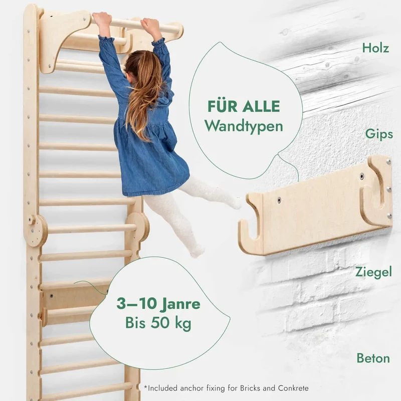 Pikler Triangle Wall Mount Extension Kit For Home Ladder