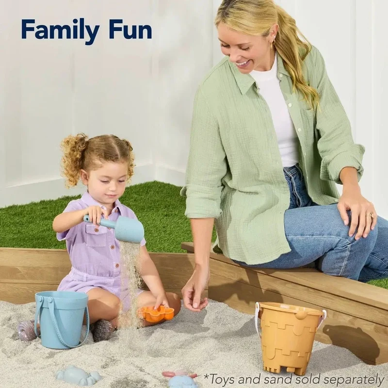 Outdoor Kid's Octagonal Sandbox in Natural Wood Finish