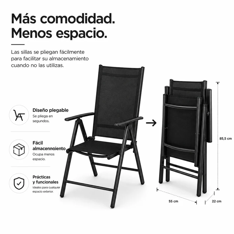 Conjunto Jardín Aluminio Recubierto 9 Piezas Mesa Vidrio
