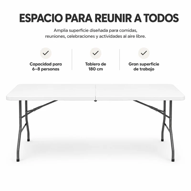 Mesa Plegable Jardín Portátil 180x70x72 cm