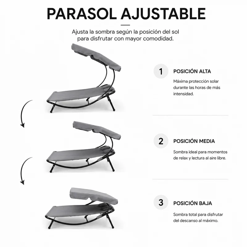 Tumbona Doble de Jardín Balancín con Parasol Ajustable