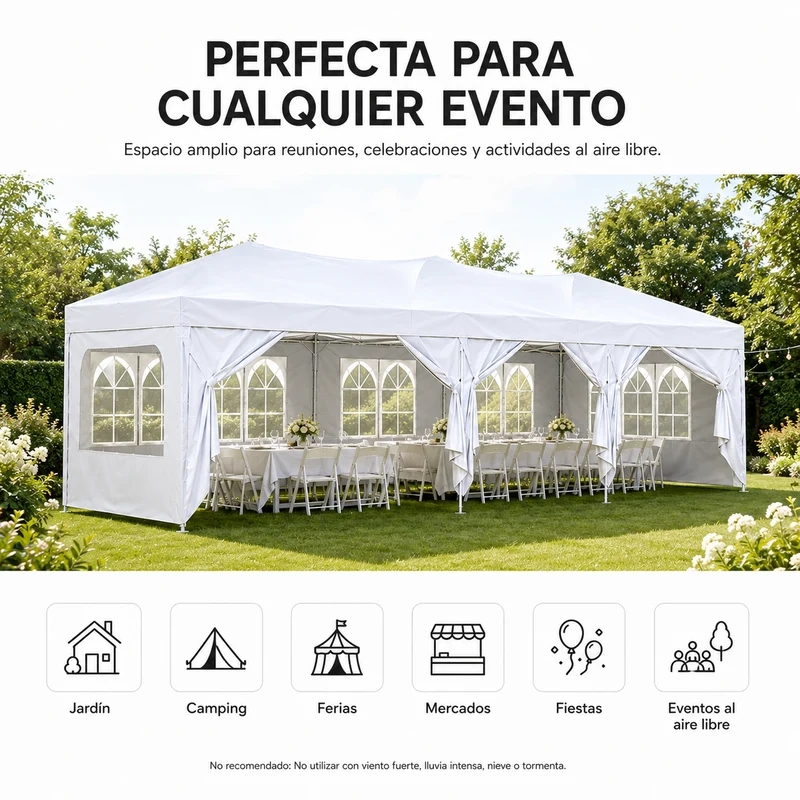 Carpa Plegable 6x3 M Con 6 Paredes Y Estructura Reforzada