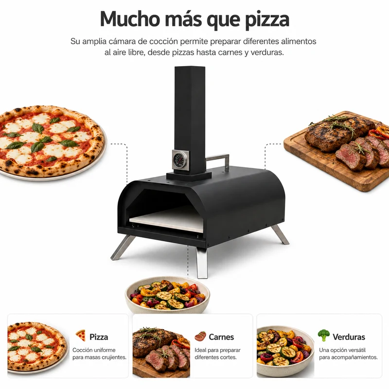Horno Barbacoa De Carbón Para Pizza Con Chimenea Integrada Y Parrilla