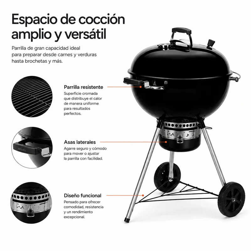 Barbacoa Portátil de Carbón Redonda Con Tapa