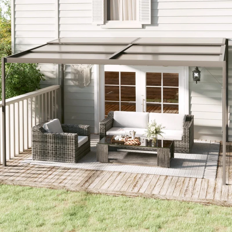 Prieel Met Dak 4X3X2,5 M Aluminium En Staal Antracietkleurig