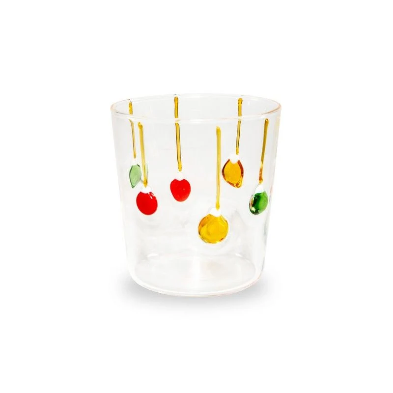 Bicchiere in Vetro Borosilicato Decorato Christmas Baubles 250 ml Trasparente Wd Lifestyle
