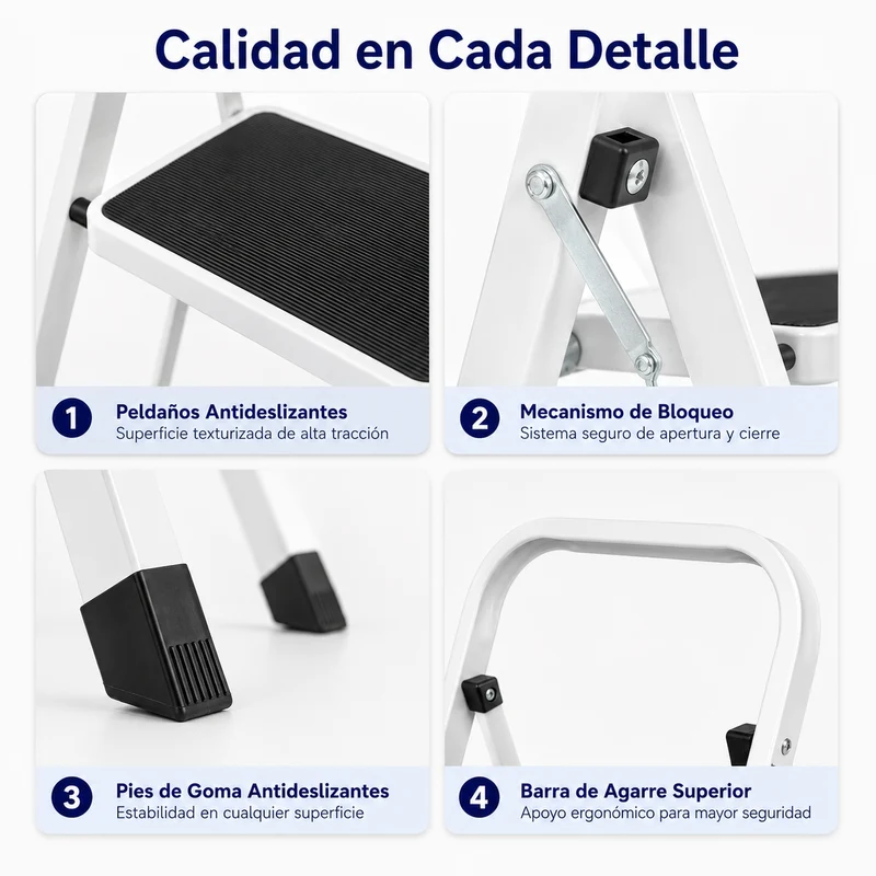Escalera Plegable 4 Peldaños Con Plataforma Antideslizante