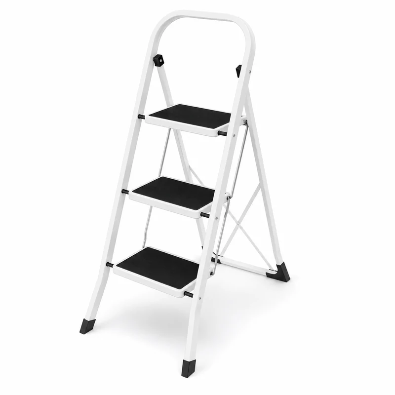 Escalera plegable con superficie antideslizante de 3 peldaños
