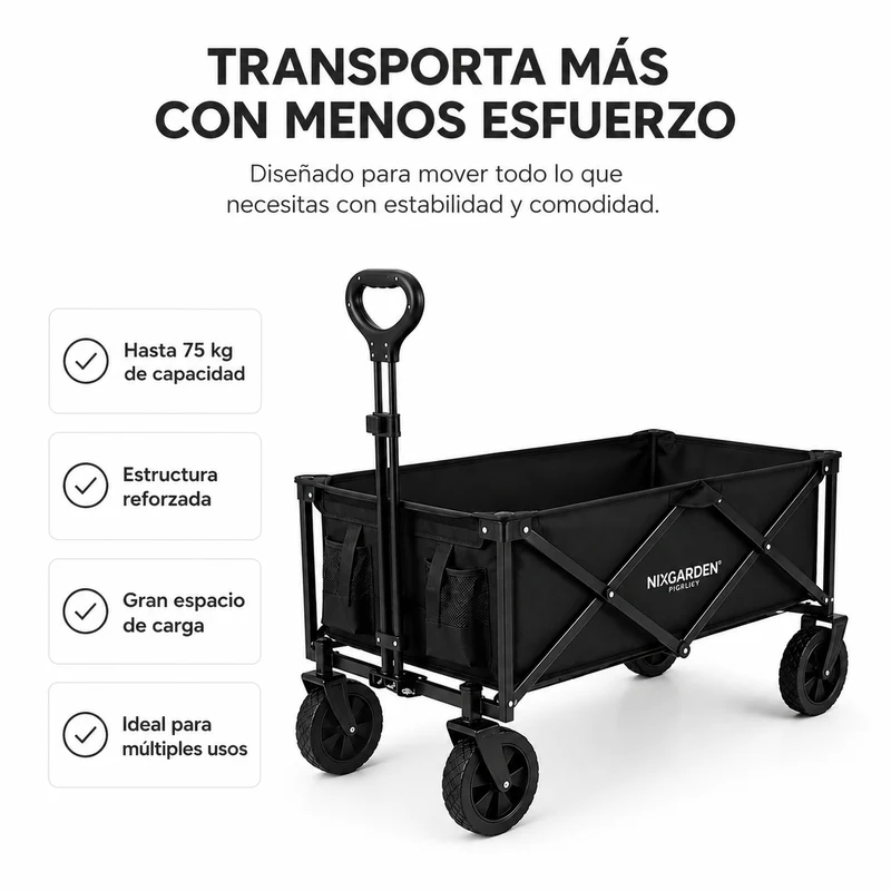 Carro Plegable Todoterreno Con Carga 75 Kg
