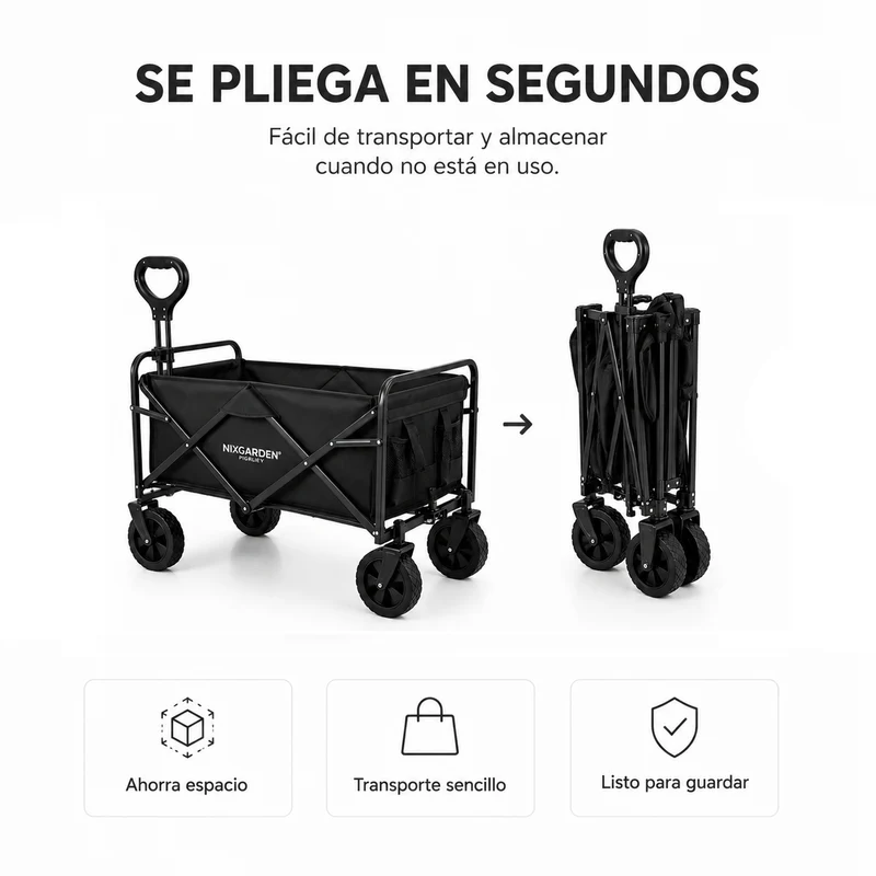 Carro Plegable Todoterreno Con Carga 75 Kg