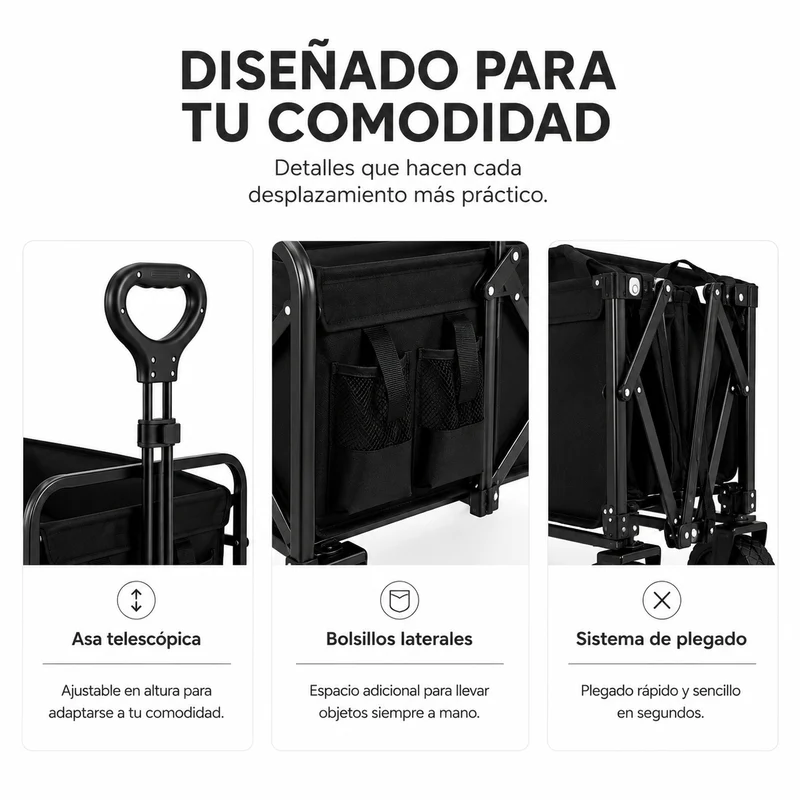 Carro Plegable Todoterreno Con Carga 75 Kg