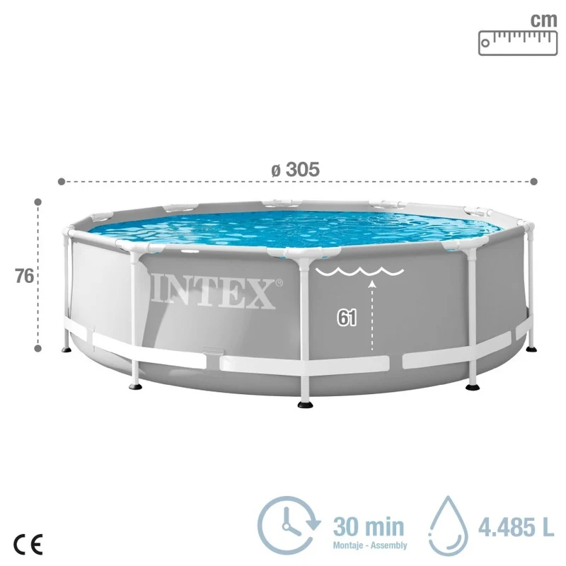 Intex Piscina Desmontable Prism Frame Redonda 305x76 cm con Depuradora