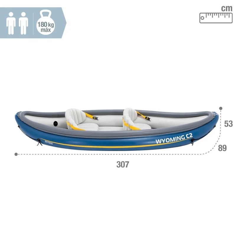 Intex Wyoming C2 Canoa Hinchable 2 Plazas con Remos