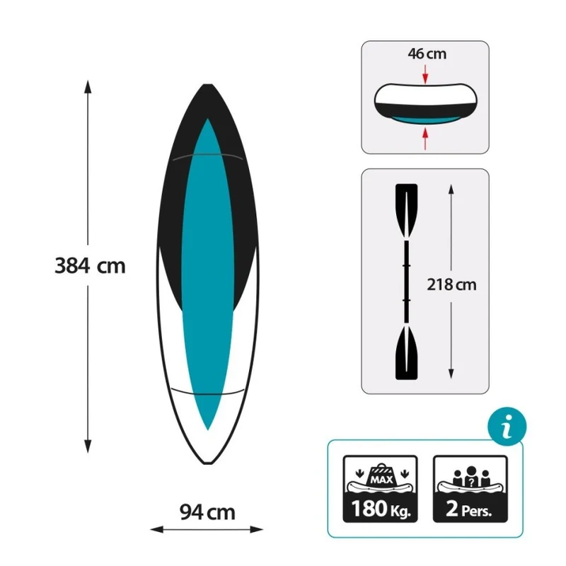 Intex Excursion Pro Kayak Hinchable 2 Plazas 384x94x46cm