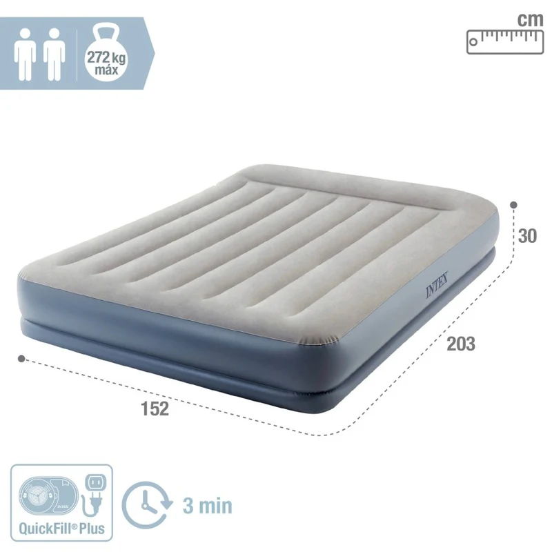 Intex Dura-Beam Standard Pillow Rest Mid-Rise Colchón Hinchable 152x203x30 cm