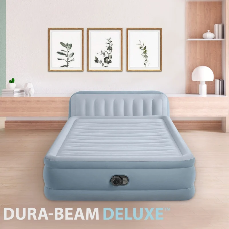 INTEX Dura-Beam Deluxe Colchón Hinchable Doble con Cabecero 152x236cm