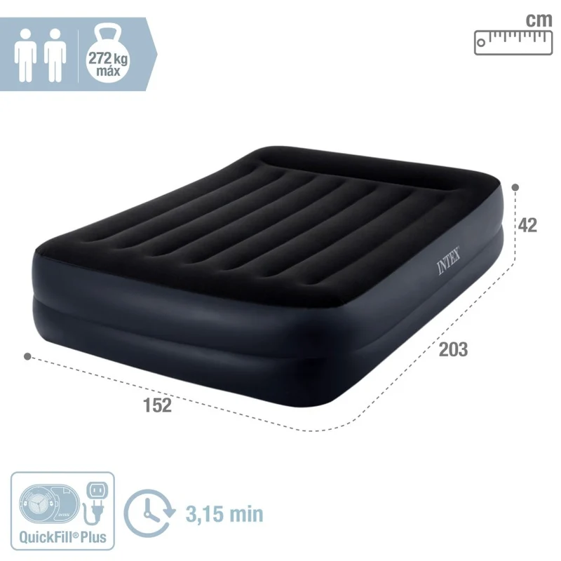 Intex Dura-Beam Plus Cama Hinchable Eléctrica Queen 152x203x42cm
