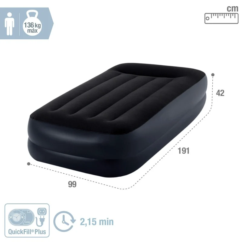 Intex Dura-Beam Plus Pillow Rest Colchón Hinchable Individual 99x191x42 cm