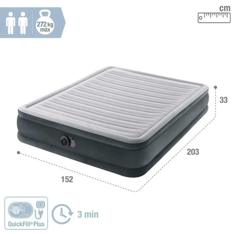 Intex Fiber-Tech Comfort-Plush Colchón Hinchable Mid-Rise 152x203cm