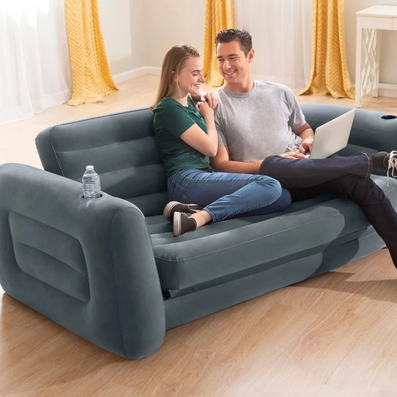 INTEX Sofá Cama Hinchable 2 en 1 Gris Carbón