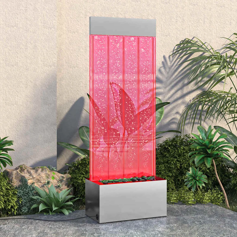 Bubbelzuil Met Rgb Led's 110 Cm Roestvrij Staal En Acryl