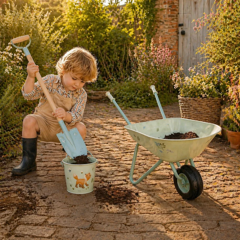 Kinder Gartenset Forest Friends – Schubkarre, Eimer & Schaufel