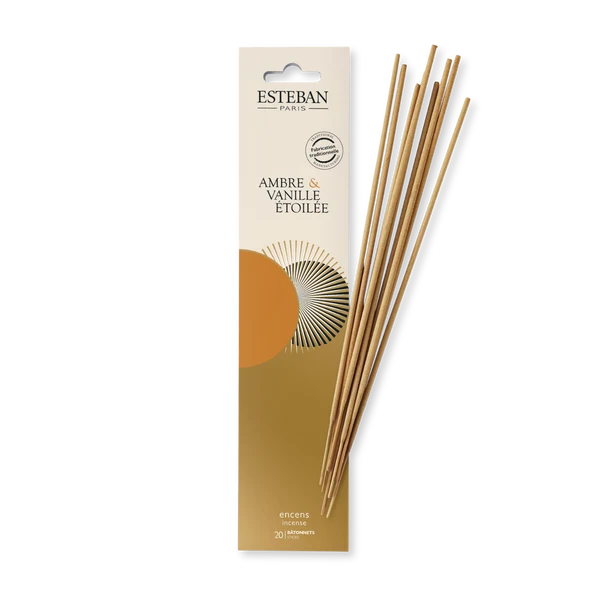 Incensi Indiano Ambra e Vaniglia Stellata 24cm 20 bastoncini Esteban-Paris