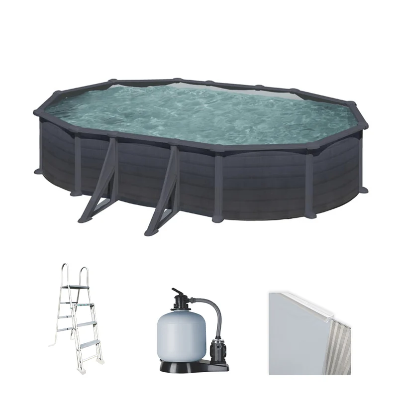 Piscina elevada Gre Ovalada antracita 132cm de altura