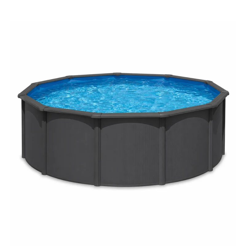 Piscina elevada sin obra de acero redonda color antracita redonda