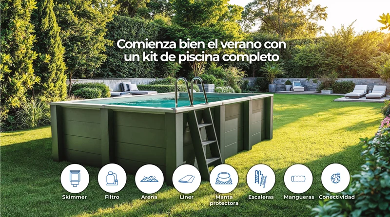 Piscina elevada de composite Gre rectangular KPCOR60T (595 × 315 × 126 cm)