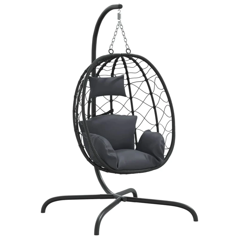 Hangende Ei-Stoel Met Kussen Poly Rattan & Staal
