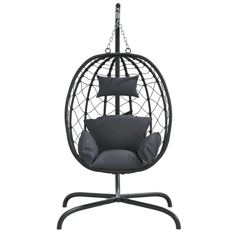 Hangende Ei-Stoel Met Kussen Poly Rattan & Staal