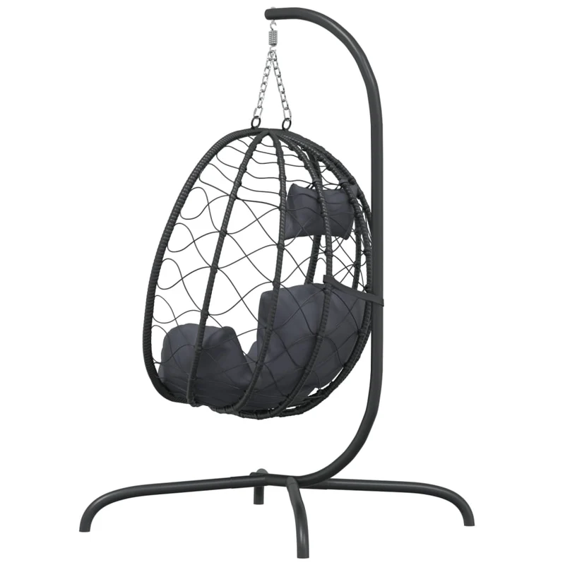 Hangende Ei-Stoel Met Kussen Poly Rattan & Staal