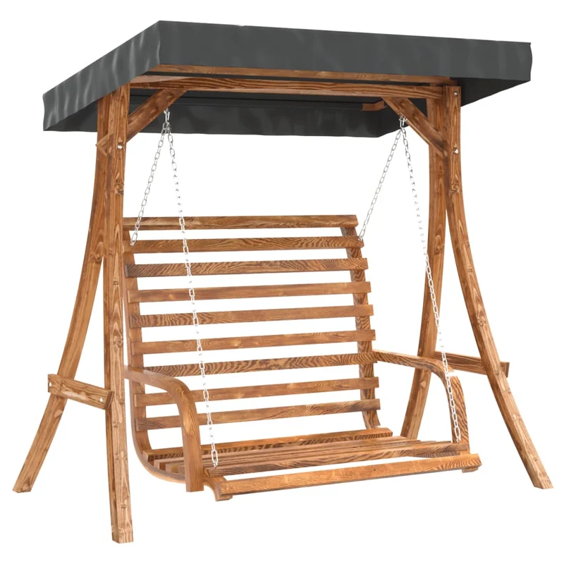 Schommelbank Met Luifel Vurenhout Met Teak Afwerking