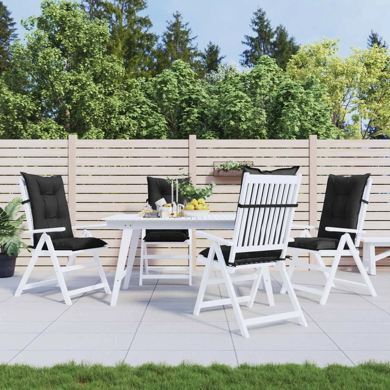 Set Hoge Rug Stoelkussens 4 St Polyester