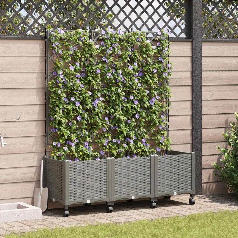 Tuinsteker Met Schutting En Wielen 3 St 120 X 40 X 149 Cm