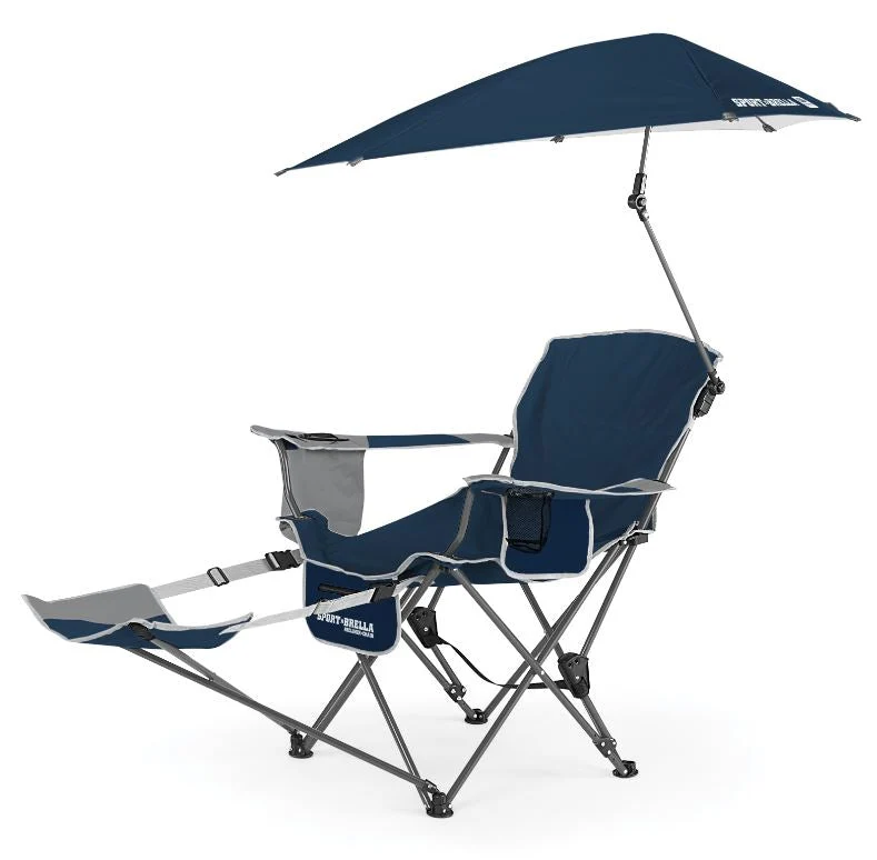 Sport-Brella Verstelbare Campingstoel - Visstoel - Strandstoel met Parasol - Blauw - Tweedekans